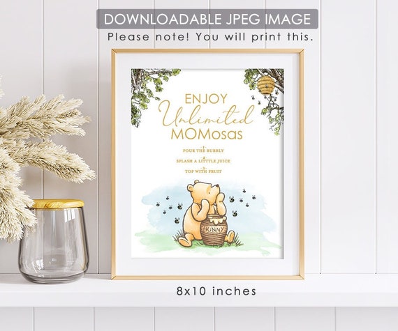 8"x10" Classic Winnie The Pooh Party Poster Decoration / Mom-Osa Bar / Momosa Baby Shower Table Sign/ Instant Download Il_570xn