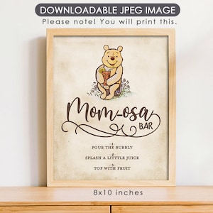8"x10" Classic Winnie The Pooh Party Poster Decoration / Mom-Osa Bar / Momosa Baby Shower Table Sign/ Instant Download