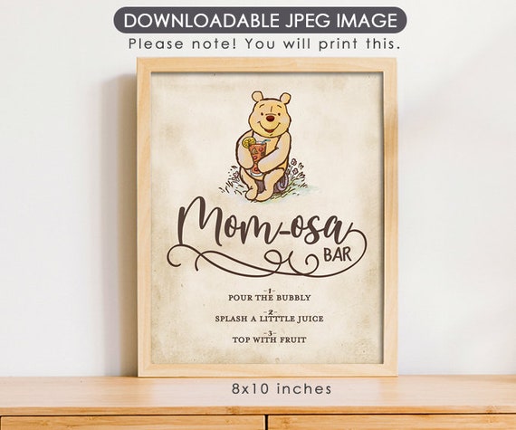 8"x10" Classic Winnie The Pooh Party Poster Decoration / Mom-Osa Bar / Momosa Baby Shower Table Sign/ Instant Download Il_570xn