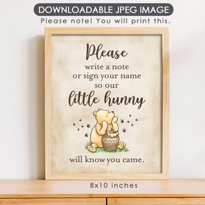 8"x10" Classic Winnie The Pooh Party Poster Dekoration / Bitte unterschreiben Gästebuch / für Geburtstag Baby Shower Tischschild / Instant Download