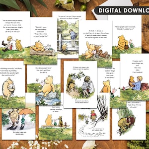 14 Quotes 5x7 and 4x6 Classic Winnie The Pooh/ Instant Download/Digital Bundle/Baby Shower Birthday/Centerpiece Sign Poster Decoration