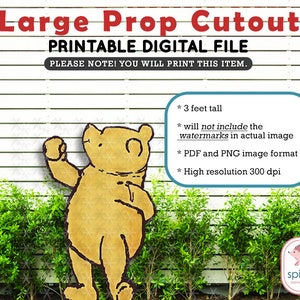 Classic Winnie The Pooh / Printable Large Cutout Prop / Yard Sign Stand Up Standee Decoration Die Cut / Digital Download