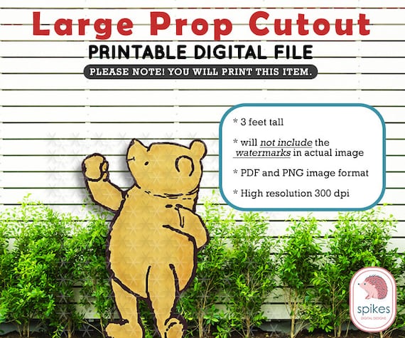 Classic Winnie The Pooh Printable Large Cutout Die Cut Prop Yard Sign Stand Up Standee Decoration Digital Download