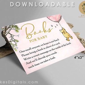 Downloadbare boekaanvraag / Boeken voor baby / Insert Card / Classic Winnie The Pooh Baby Shower / Instant Digitale Download