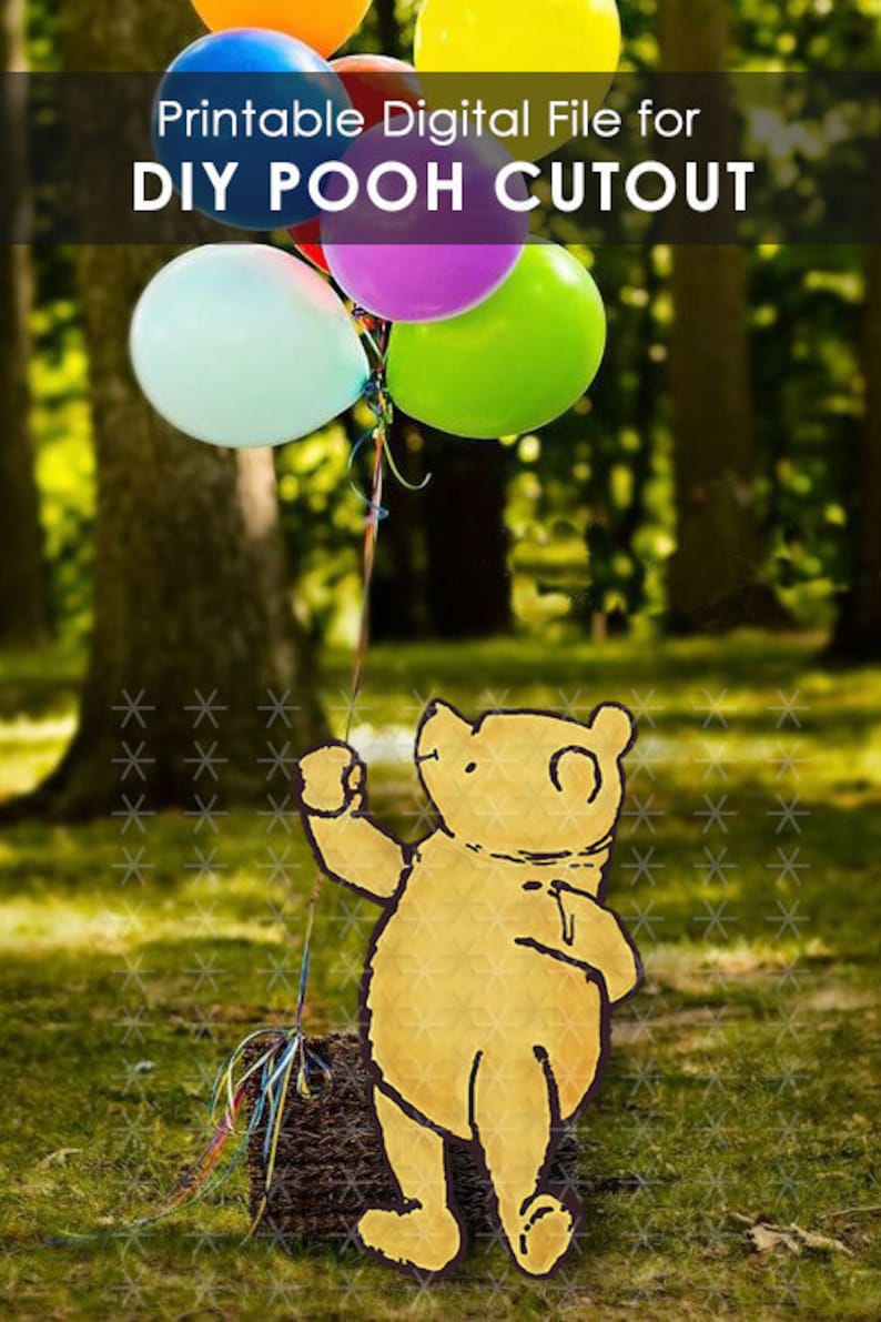 Classic Winnie The Pooh  Printable Large Cutout Die Cut Prop  Yard Sign Stand Up Standee Decoration  Digital Download