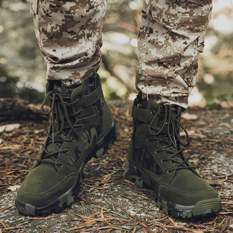 Tactical Military Combat Boots Men Suede Leather US Army - Etsy