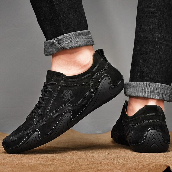 Mannen Casual Schoenen Lederen Mode Heren Sneakers - Etsy België
