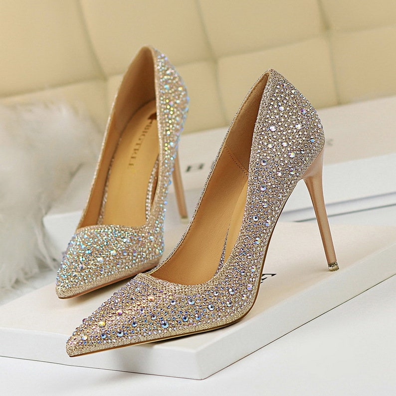 Glitter High Heel Shoes for Women Elegant Wedding Footwear - Etsy
