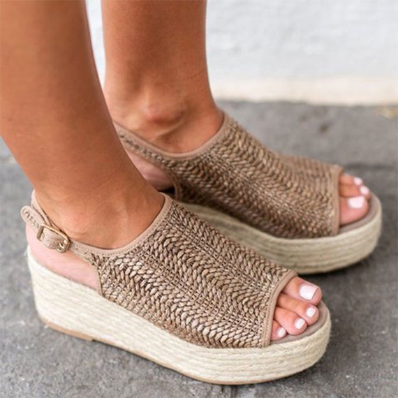 Open Toe Wedge Platform Sandals - Etsy 