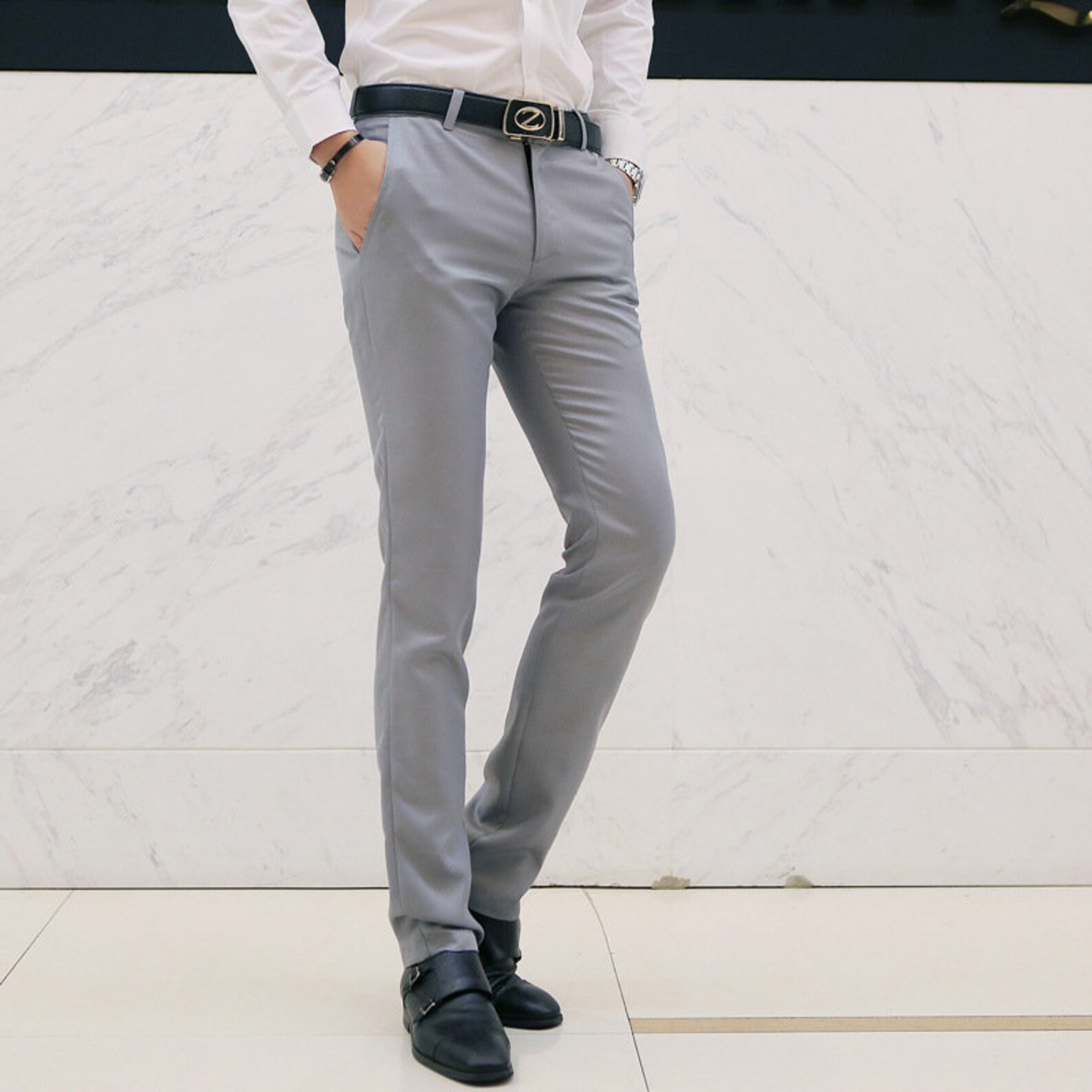 Men's Business Casual Pants Slim Fit Casual Pants Etsy
