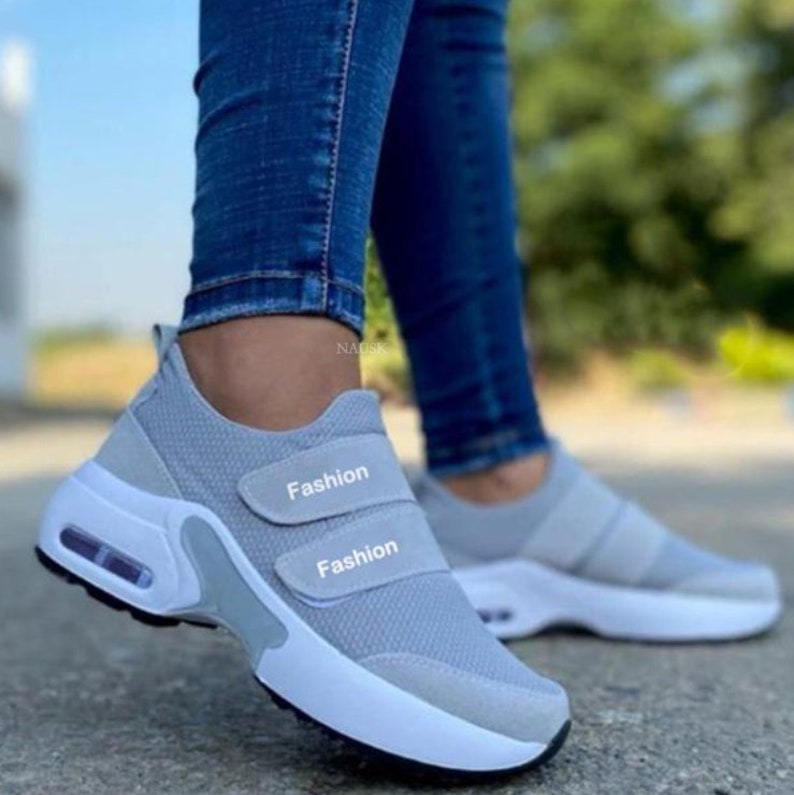 Women's Velcro Sneakers Platform Breathable Casual Flat Etsy