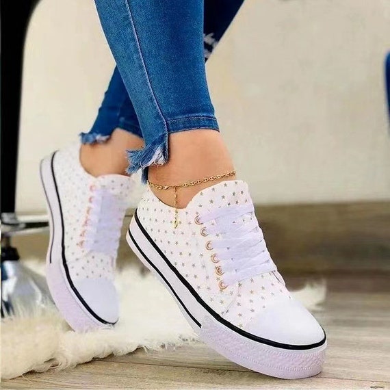 Schoenen Vrouwen Casual Platte Schoenen Low-top Veter-up Print - Etsy  Nederland
