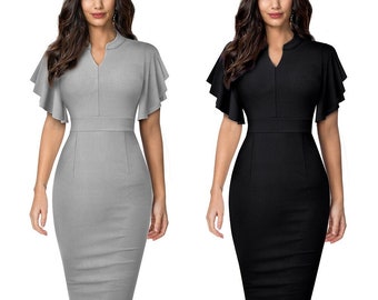 Formal Business Dresses for Women Casual Elegant Bodycon Dress Button up Work Office Party Pencil Midi Suit Dresses Formal Business Dresses for Women Casual Elegant Bodycon Dress Button up Work Office Party Pencil Midi Suit Dresses