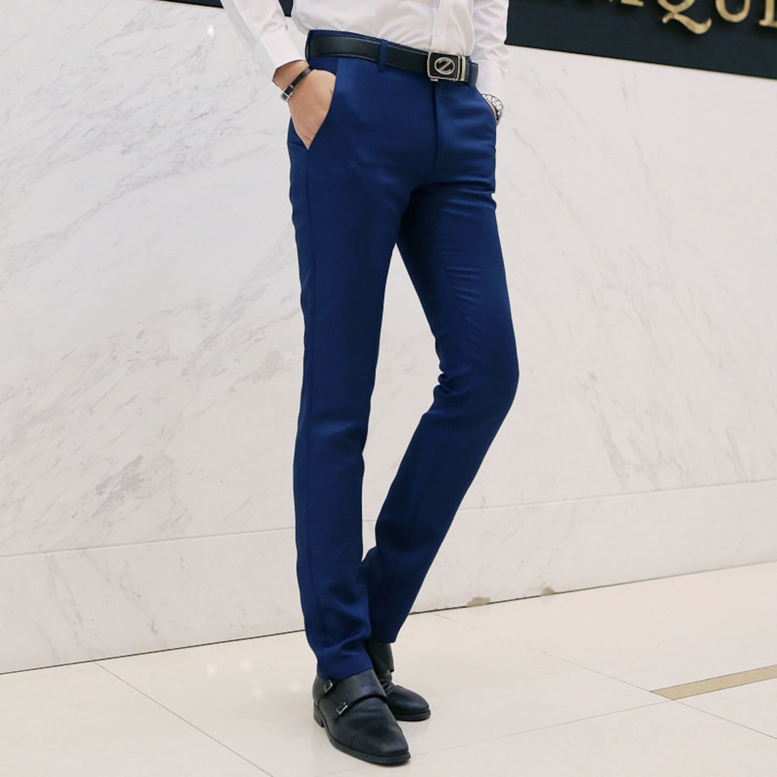Men's Business Casual Pants Slim Fit Casual Pants Etsy