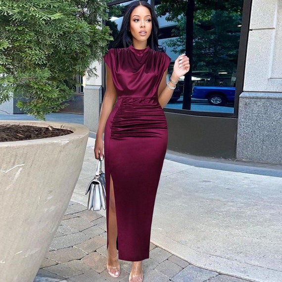 bodycon wine dress