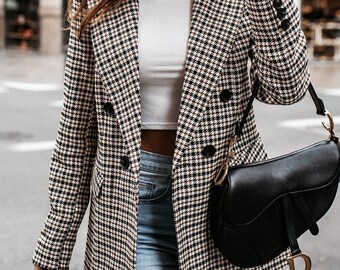 plus size tartan blazer