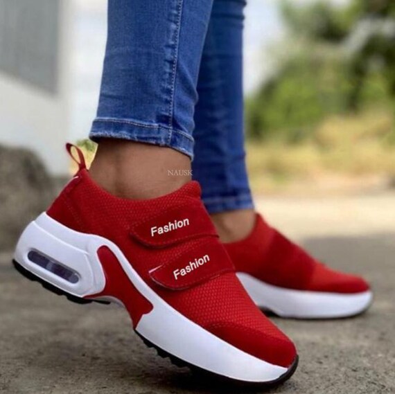 Women's Velcro Sneakers Platform Breathable Casual Flat - Etsy