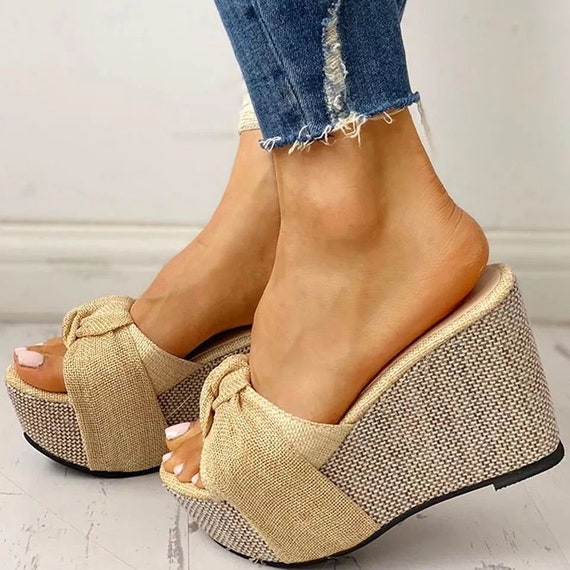 platform bow sandals