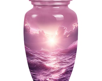 Radiant Dawn over the Majestic Purple Sea Urn For Human Ashes - Cremation Urn For Ashes, Memorial Urn For Ashes Keepsake Small Urn, Ashes