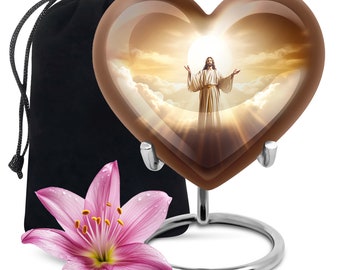 Heavenly Embrace Heart Urns For Human Ashes, Metal Urns For Ashes For Adults, Custom Urn For Dad, Funeral Urns for Male & Female, Divine Urn