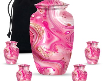 Beautiful Modern Pink Swirl Funeral Urn for Human Ashes Keepsake | Unique Decorative Small Urn for Ashes | Custom Memorial Urn Adult Ashes