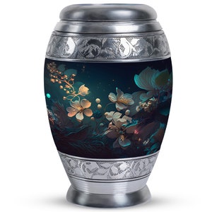 Magical Iridescent Flower Urn for Human Ashes - Decorative Modern Urn  - Metal Urns For Ashes For Adults - Custom Urns For Mom, Funeral Urns