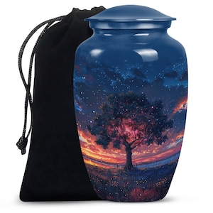 Galactic Bloom Adult Urn, Cosmic Blue and Dusk Pink Artistic Urn for Ashes, Cremation Urn, Ashes Urn, Decorative Urn, Modern Urn, Sunset Urn