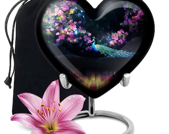 Peacock Heart Urns For Human Ashes - Cremation Urns For Ashes For Adults - Funeral Urns - Custom Urns -  Memorials Urns -  keepsake Ashes