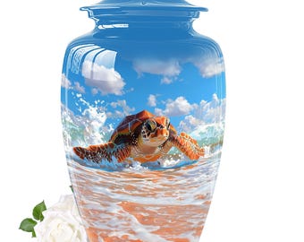 Sea Turtle Cremation Urn - Personalized  Memorial Urn for Ashes - Customizable Ashes Keepsake Urn for Male and Female - 200 Cubic Inches Urn