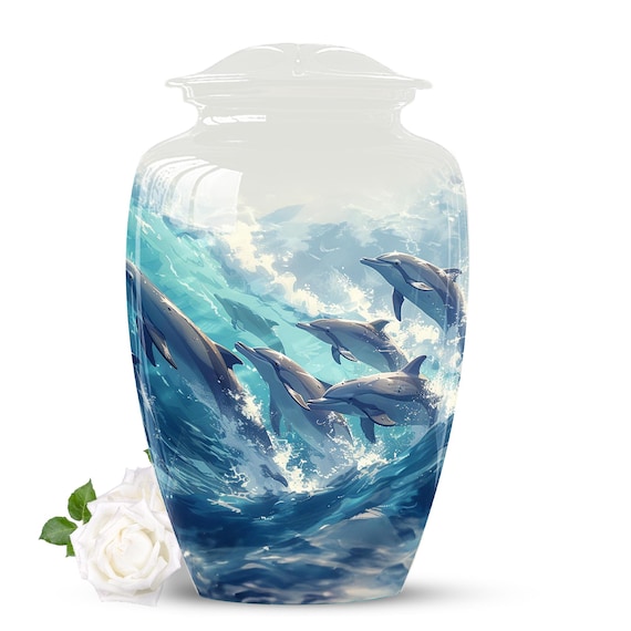 Dolphin Urn for Ashes, Cremation Urns, Ashes Urn, Decorative Urn, End of Life Care Modern Urn, Funeral Urns, Sea Memorial Urn, Oceanic Urn
