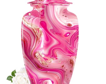 Beautiful Modern Pink Swirl Funeral Urn for Human Ashes Keepsake | Unique Decorative Small Urn for Ashes | Custom Memorial Urn Adult Ashes