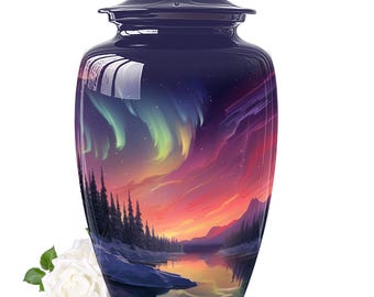 Northern Lights Unique Urns For Human Ashes, Metal Urns, Urns For Ashes For Adults, Custom Urns, Urns For Mom, Urns For Ashes - Funeral Urns