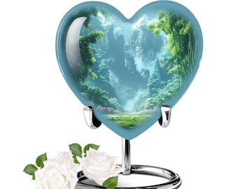 Decorative Heart Urn for Human Ashes - Modern Keepsake Urn, Funeral and Burial Ashes Keepsake, Adult Urn for Ashes Urn for Male and Female