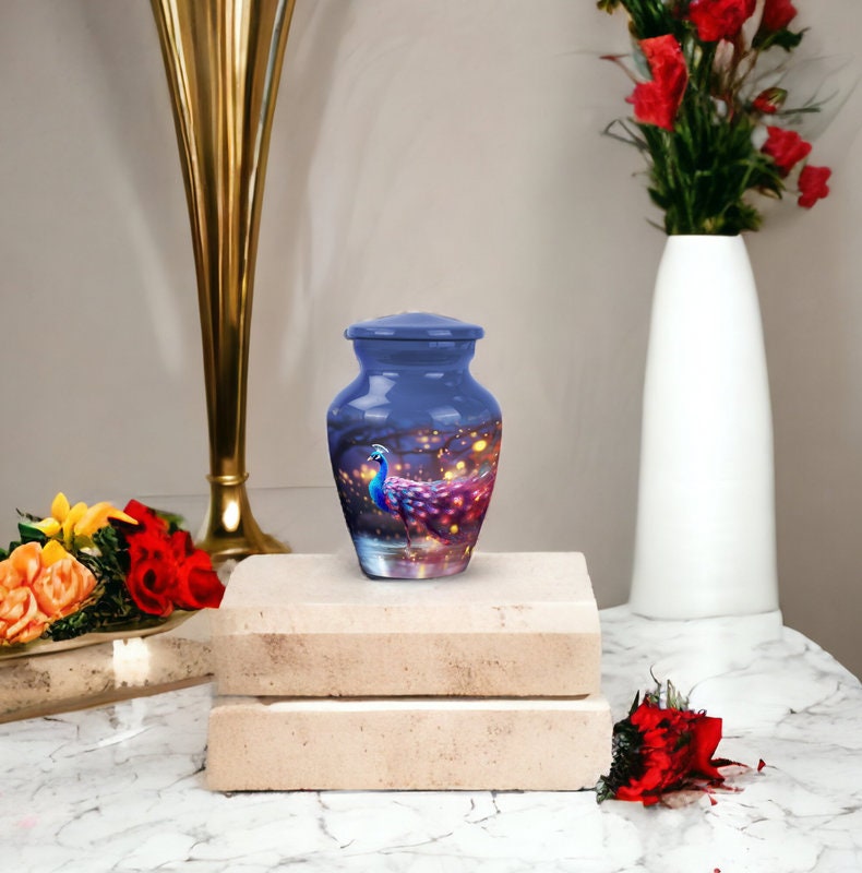 Peacock Urn Memorial Urn for Human Ashes, Decorative Bird Urn, Bird of Paradise Urn, Twilight