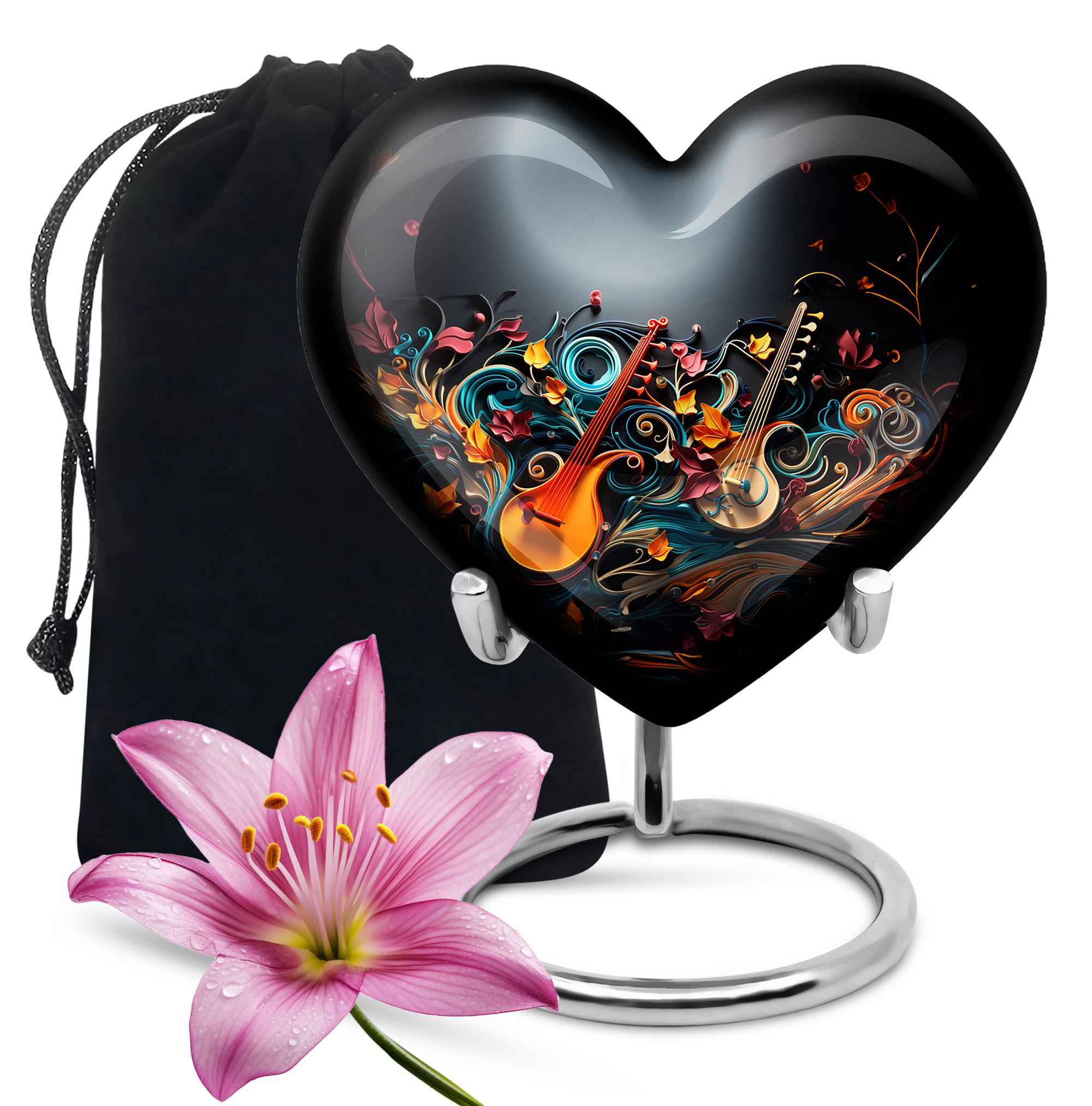 Heart-Shaped Music Urn for Ashes, Musical Instrument Urn, Music Lover Memorial Urn for Adult Ashes Keepsake Personalized Music Urn Funeral