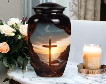 Personalized Sea Cross Urns for Ashes Keepsake, Urn for Human Ashes Adult male & Female, Urn for Women Ashes, Large Cremation Urn for Adults