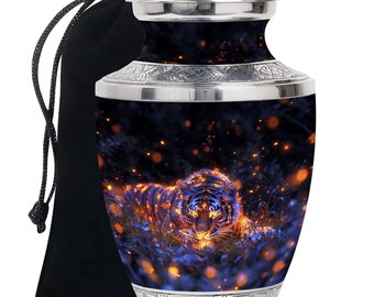 Starry night Tiger Urns For Cremation Ashes - Modern Urns For Human Ashes Keepsake - Decorative Urns For Ashes - Infant Urns - Memorial Urn