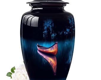 Serene Canoe Urn for Ashes - Customizable Urn for baby's Ashes, Keepsake Personalized Urn, Peaceful Water Design Memorial Urn for Cremation