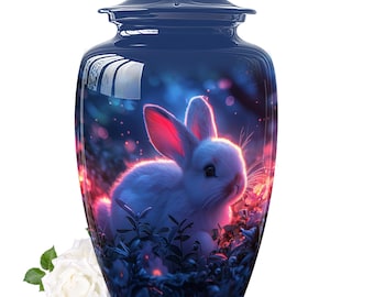 Beautiful Rabbit-Themed Memorial Urn for Pet Ashes - Bunny Ashes Keepsake Urn for Adult Human Ashes Bunny Memorial Custom Pet Cremation Urn