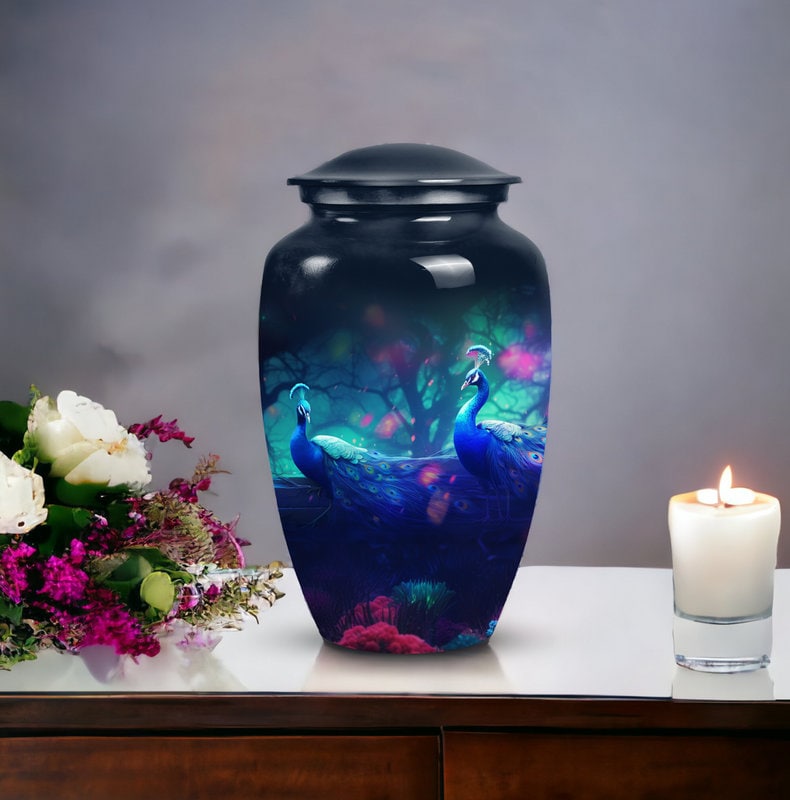 Peacock Urn for Human Ashes Urn Bespoke Cremation Urn Peacock Lovers