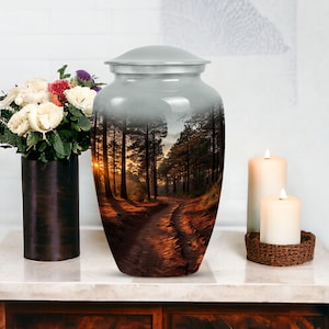 Whispers of Dawn in the Pine Forest Urn For Human Ashes, Cremation Urn For Ashes For Adults - Funeral Urn - Custom Small Urn, Memorials Urn