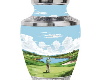 Serene Golf Course Panorama Urns For Human Ashes - Cremation Urns For Ashes For Adults - Funeral Urns - Custom Urns - Memorials Urn