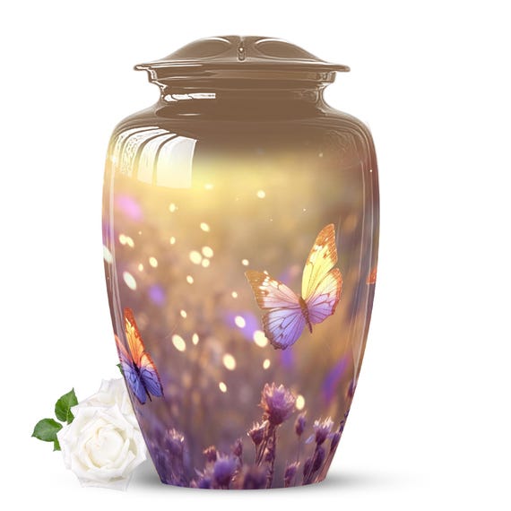 Serene Blue Butterflies Urns for Human Ashes, Large Cremation Urn for Ashes Adults Male & Female, Burial Urns for Ashes Keepsake Memorial
