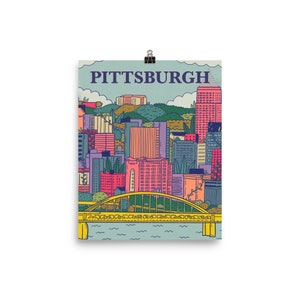 Pittsburgh Art Print, Illustration of Pittsburgh, PA Poster (Unframed)