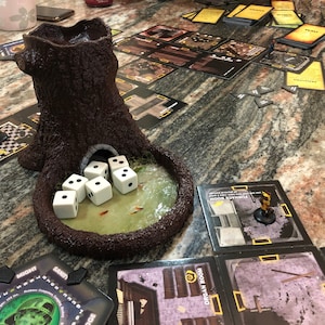 Tree Log Cave Dice Tower with Fish Pond- 3D Printed and Fully Painted Versions