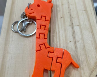 Jouet / porte-clés girafe articulé - Cadeau imprimé flexible 3D (série 2 animaux)