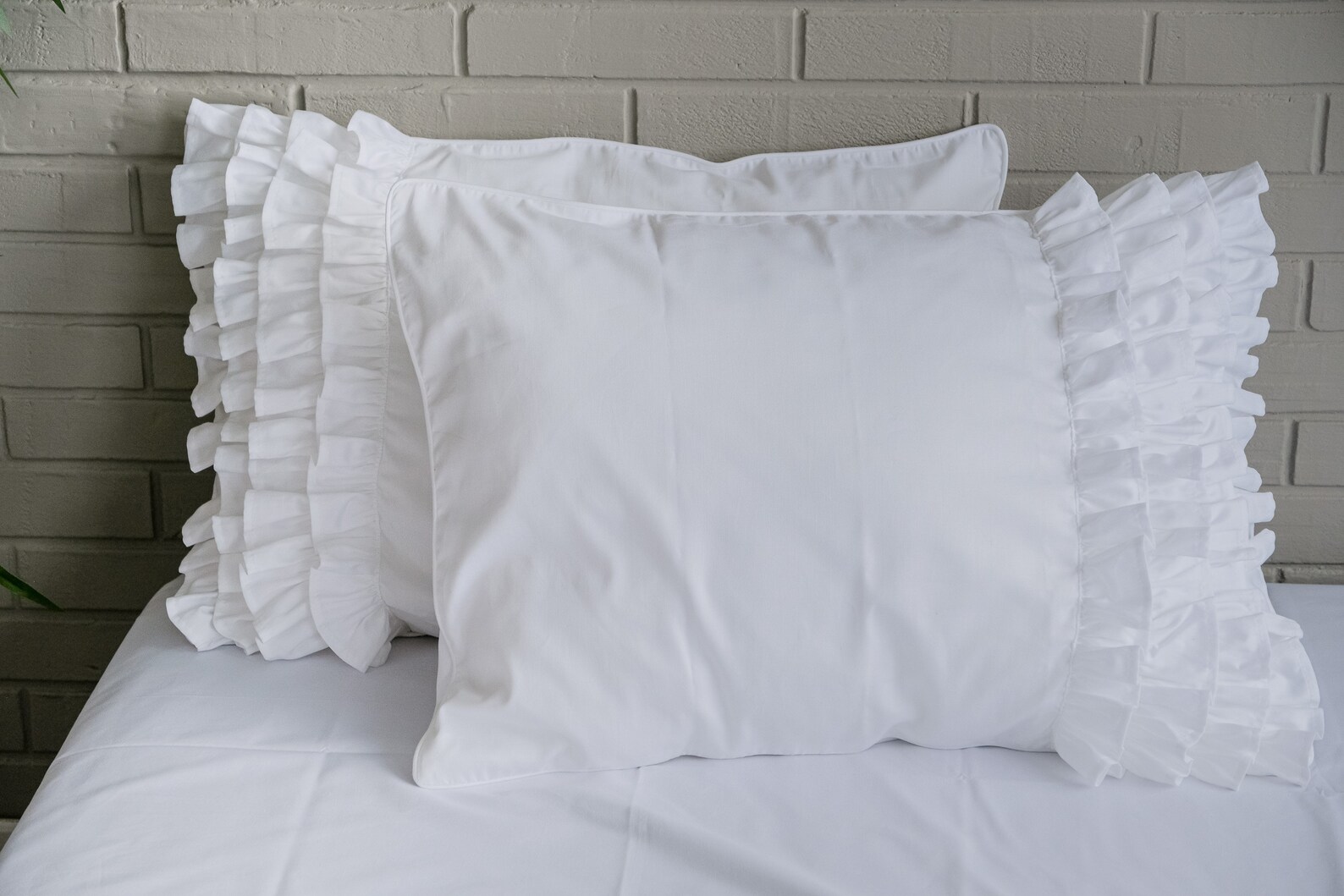 Cotton Pillowcase with Small Ruffles / White Natural Linen Etsy