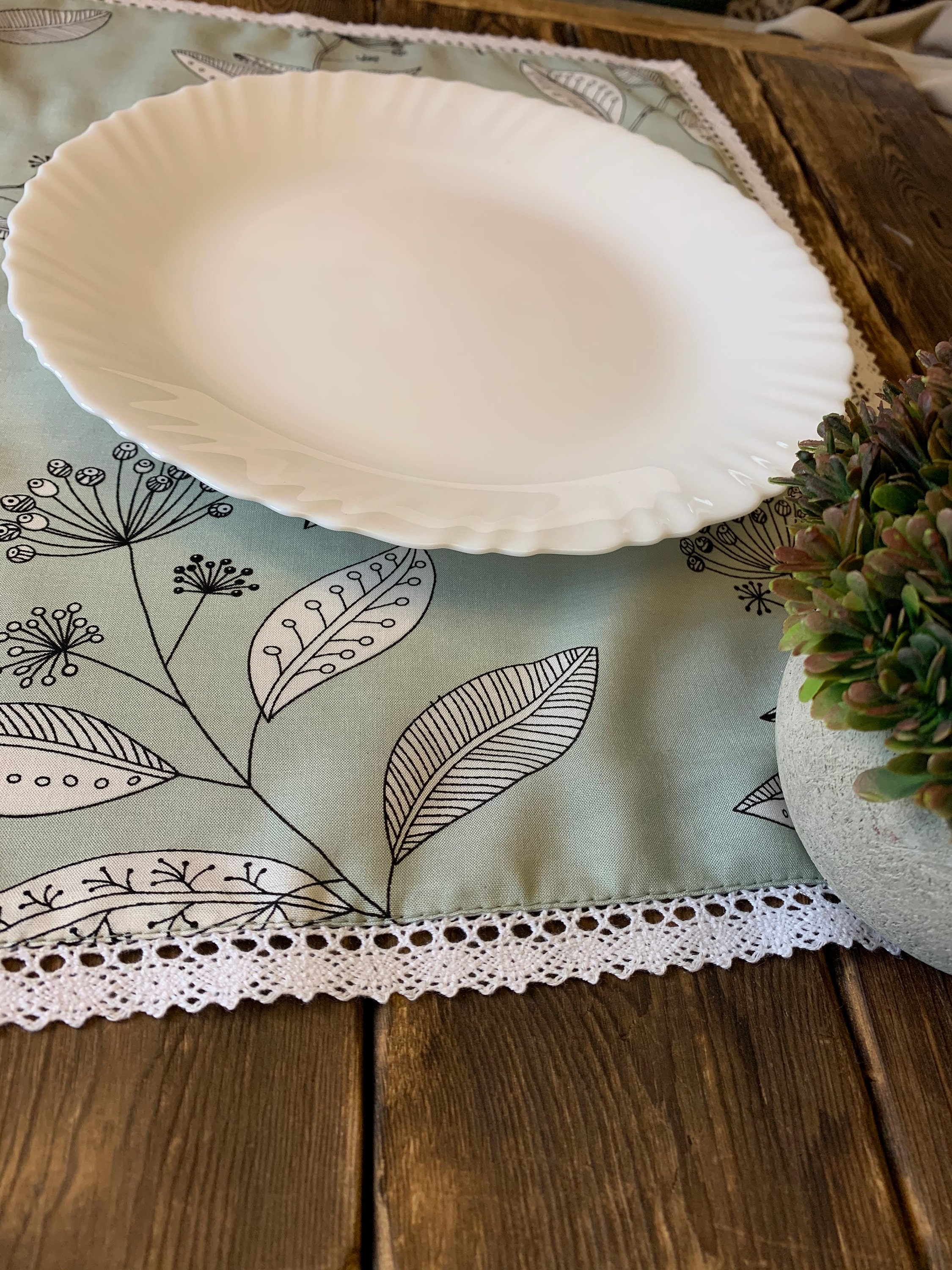 Cotton Napkins with Lace Table Decor Etsy