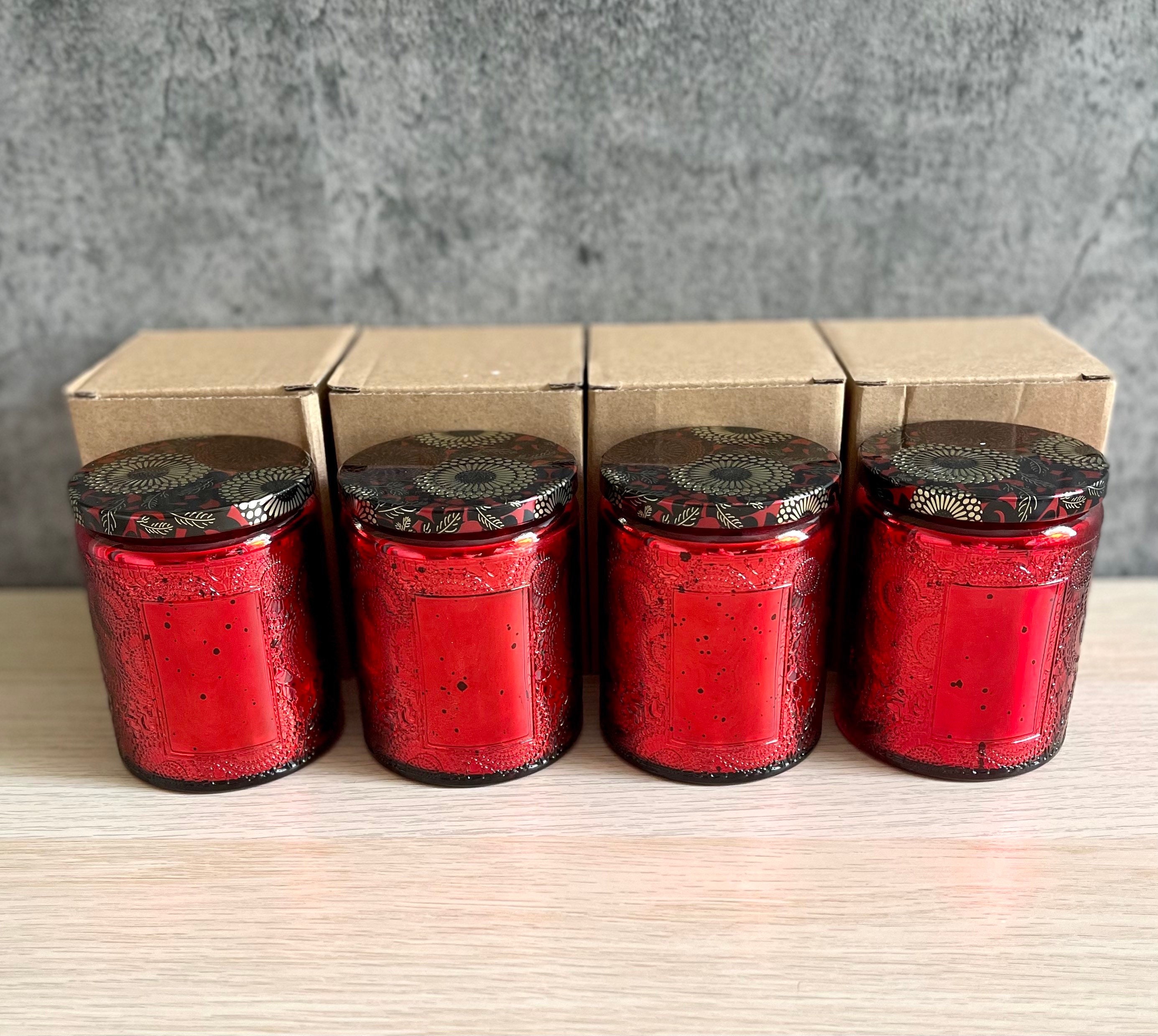 Empty Glass Candle Jars for Candle Making Set of Four Red | Etsy