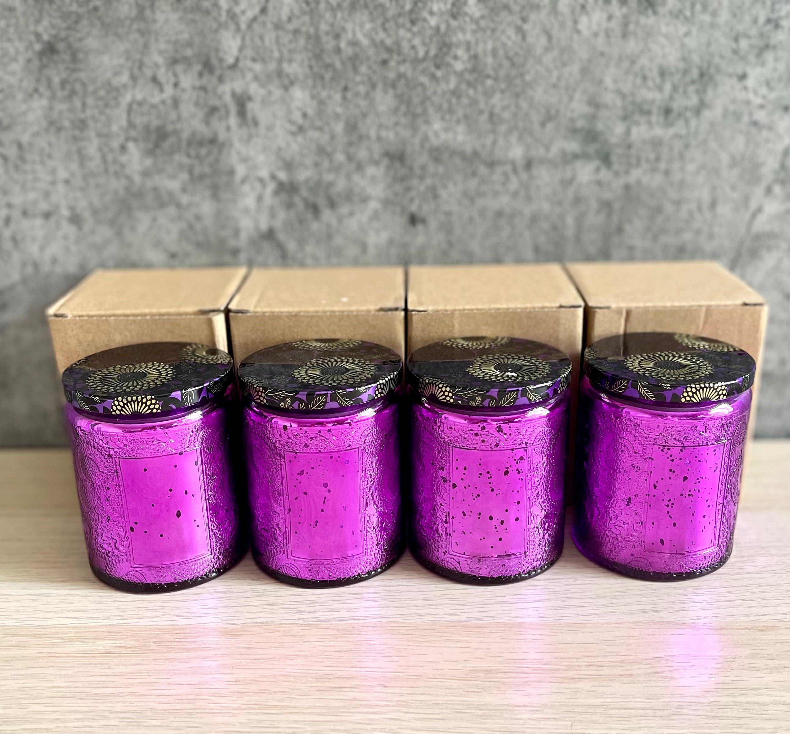 Empty glass candle jars for candle making Set of four Purple Etsy